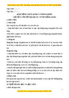 Giáo án Hoạt động thực hành và trải nghiệm chủ đề 3. Sắp xếp các vị trí thẳng hàng Toán 6 Cánh diều