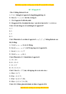 Trắc nghiệm Số nguyên tố Toán 6 Kết nối tri thức