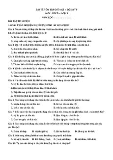 Bài tập ôn tập Giữa kì 1 GDCD 8 Kết nối tri thức cấu trúc mới