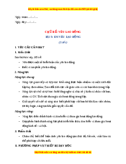 Giáo án Bài 5 Đạo đức lớp 4 Cánh diều: Em yêu lao động