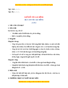 Giáo án Bài 5 Đạo đức lớp 4 Cánh diều: Em yêu lao động