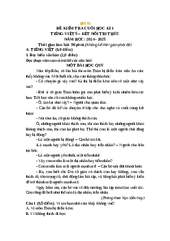 Đề thi cuối kì 1 Tiếng Việt lớp 5 Kết nối tri thức (Đề 9)