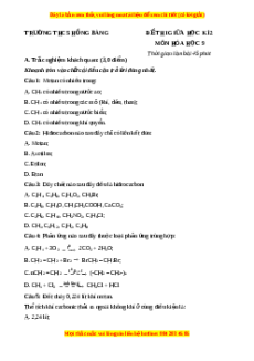 Đề thi giữa kì 2 Hóa 9 trường THCS Hồng Bàng năm 2023