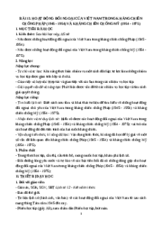 Giáo án Bài 13 Lịch sử 12 Kết nối tri thức: Hoạt động đối ngoại của Việt Nam trong kháng chiến chống Pháp (1945 - 1954) và kháng chiến chống Mỹ (1954 - 1975)