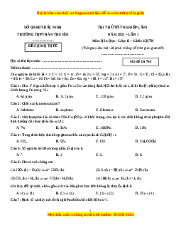 Đề thi thử Hóa Học trường Hàn Thuyên lần 1 năm 2021