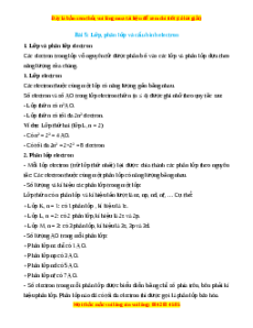 Lý thuyết Lớp, phân lớp và cấu hình electron Hóa 10 Cánh diều