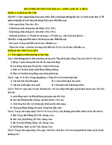 Đề cương ôn tập Cuối kì 1 Lịch sử 12 Cấu trúc mới (dùng chung cho 3 sách)