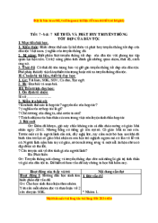 Giáo án Bài 7 GDCD 9: Kế thừa và phát huy truyền thống tốt đẹp của dân tộc