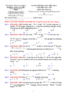 Đề thi HSG Toán 12 Trường THPT Nguyễn Bính - Nam Định 2024 - 2025