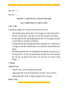 Giáo án Phép tính lũy thừa Toán 11 Chân trời sáng tạo