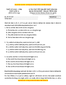 Đề thi thử tốt nghiệp Tiếng Anh trường THPT Lê Xoay - Vĩnh Phúc lần 1 năm 2024