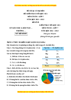 Đề thi cuối kì 2 Toán 7 Cánh diều có đáp án (Đề 5)