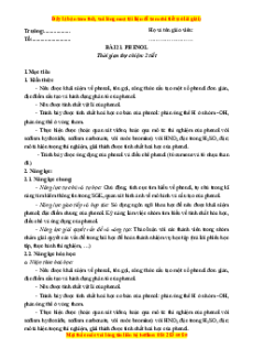 Giáo án Phenol Hóa học 11 Kết nối tri thức