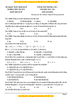 Đề thi thử Hóa Học trường Chuyên Quốc Học Huế năm 2021