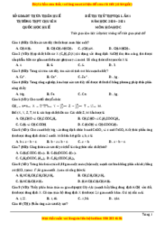 Đề thi thử Hóa Học trường Chuyên Quốc Học Huế năm 2021