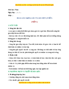 Giáo án Toán 4 Góc nhọn, góc tù, góc bẹt Kết nối tri thức