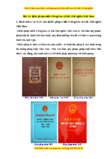 Lý thuyết Kinh tế pháp luật 10 Cánh diều Bài 14: Hiến pháp nước Cộng hòa xã hội chủ nghĩa Việt Nam