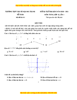 Đề thi thử Toán trường Chuyên Quang Trung năm 2021
