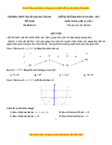 Đề thi thử Toán trường Chuyên Quang Trung năm 2021