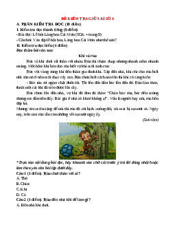 Bộ 10 đề thi Giữa kì 2 Tiếng Việt lớp 1 Chân trời sáng tạo có đáp án