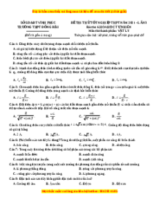 Đề thi thử Vật Lí trường Đồng Đậu năm 2021