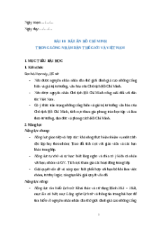 Giáo án Bài 17 Lịch sử 12 Kết nối tri thức: Dấu ấn Hồ Chí Minh trong lòng nhân dân thế giới và Việt Nam