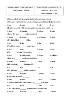 5 Đề khảo soát chất lượng đầu năm 2024-2025 Tiếng Anh 8 có lời giải