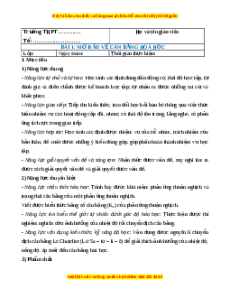 Giáo án Mở đầu về cân bằng hoá học Hóa học 11 Cánh diều