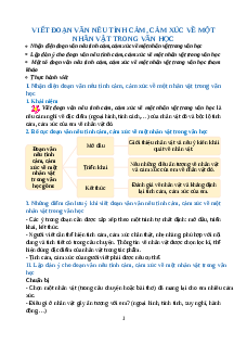 Chuyên đề Viết đoạn văn nêu tình cảm, cảm xúc về một nhân vật trong văn học lớp 4