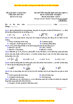 Đề thi thử Vật Lí Sở Thái Nguyên năm 2021
