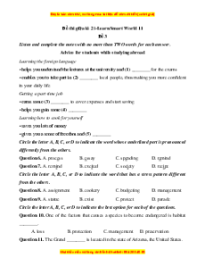 Đề thi giữa kì 2 Tiếng Anh 11 Ilearn smart world (Đề 3 kèm file nghe)