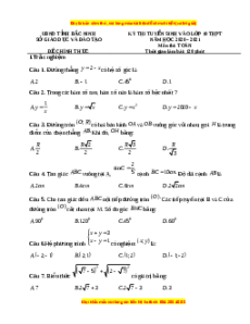 Đề thi vào 10 môn Toán tỉnh Bắc Ninh (Hệ không chuyên) năm 2021