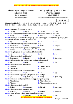 Đề thi thử Hóa học Sở GDĐT Bắc Giang lần 2 năm 2023