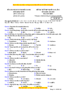 Đề thi thử Hóa học Sở GDĐT Bắc Giang lần 2 năm 2023