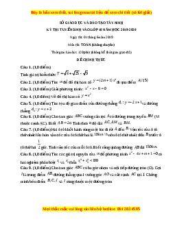 Đề thi vào 10 môn Toán tỉnh Tây Ninh năm 2020