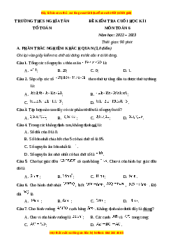 Đề thi cuối kì 1 Toán 6 Cánh diều trường THCS Nghĩa Tân - Quận Cầu Giấy - TP Hà Nội