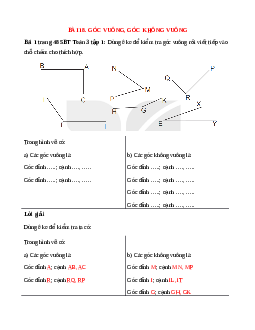 VBT Toán lớp 3 Bài 18 (Kết nối tri thức): Góc, góc vuông, góc không vuông