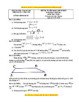 Đề thi vào 10 môn Toán tỉnh Bà Rịa - Vũng Tàu (Hệ không chuyên) năm 2021
