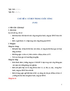 Giáo án Chủ đề 4 Mĩ thuật 4 Kết nối tri thức (năng lực số): Vẻ đẹp trong cuộc sống