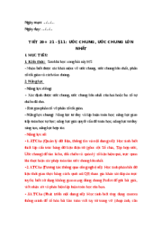 Giáo án NLS Toán 6 Kết nối tri thức Bài 11: Ước chung. Ước chung lớn nhất