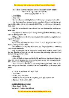 Giáo án Bài 5 GDCD 8 Cánh diều: Bảo vệ môi trường và tài nguyên thiên nhiên