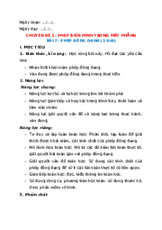 Giáo án chuyên đề Phép đồng dạng Toán 11 Kết nối tri thức
