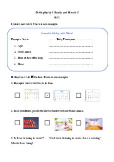 Đề thi giữa kì 1 Tiếng Anh lớp 5 Family and Friends (Đề 3 có file nghe)