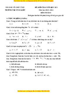 Đề thi cuối kì 1 Toán 8 Hà Nội trường THCS Tam Hiệp