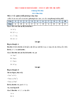Trắc nghiệm Toán 8 Đúng-Sai, Trả lời ngắn Kết nối tri thức (form 2025)