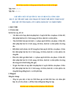 Giáo án Bài 17 KTPL 11 Cánh diều: Quyền bất khả xâm phạm về thân thể, được pháp luật bảo hộ về tính mạng, sức khỏe, danh dự và nhân phẩm