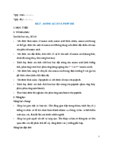 Giáo án Bài 7 Hóa học 12 Chân trời sáng tạo: Amino acid và peptide