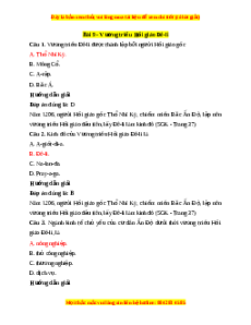 Trắc nghiệm Lịch sử 7 Bài 9 Chân trời sáng tạo: Vương triều Hồi giáo Đê-li