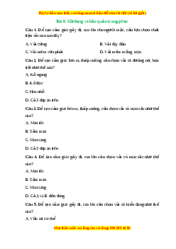 Trắc nghiệm Bài 8 Công nghệ 6 Kết nối tri thức: Sử dụng và bảo quản trang phục