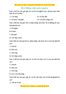 Trắc nghiệm Bài 8 Công nghệ 6 Kết nối tri thức: Sử dụng và bảo quản trang phục